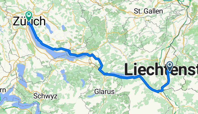 Route nach Zürich