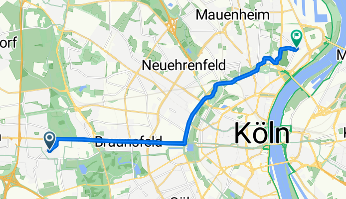 Route nach Stammheimer Straße, Kölnte