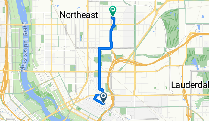 SE Ninth St, Minneapolis to NE Ulysses St, Minneapolis