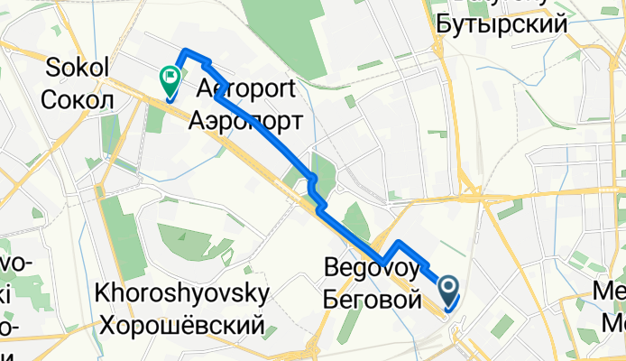 маршрут из Ленинградский проспект