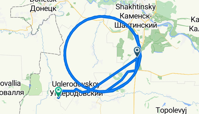 Придорожная улица, Kamensky District to Гуково - Углеродовский, Kamensky District