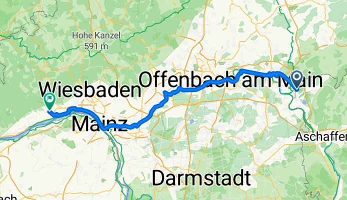 Schwanenufer, Kahl am Main nach In der Sandgrub, Kiedrich