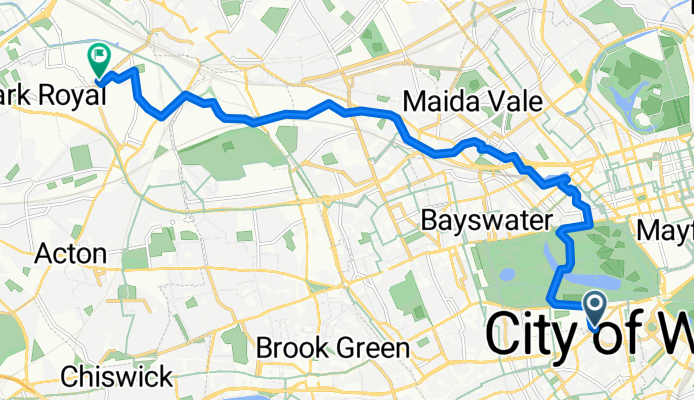 Route from Brompton Road, London
