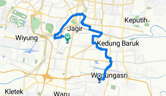 Jalan Kolonel Sugiono No. to Jalan Ketintang Baru VIII