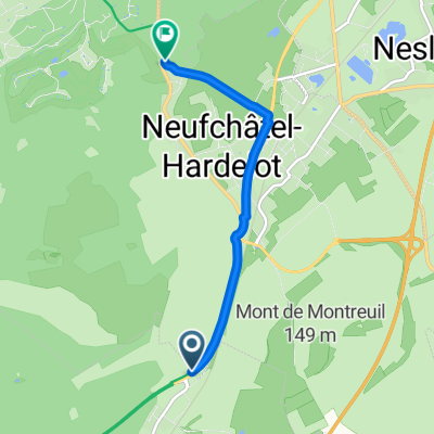 D 940, Dannes to Eurovélo Quatre-véloroute de l'Europe Centrale, Neufchâtel-Hardelot