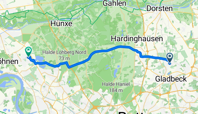 Feldhauser Straße 220, Gladbeck to Barbarastraße, Voerde (Niederrhein)