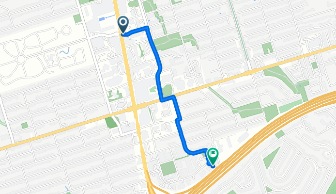 Elmwood Ave, Toronto to Harrison Garden Blvd, Toronto