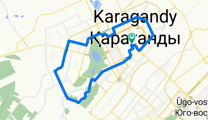 От улица Алиханова 38/2, Караганда до улица Алиханова 38/1, Караганда