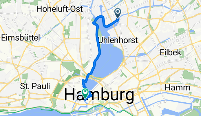 Mühlenkamp, Hamburg nach Große Johannisstraße, Hamburg