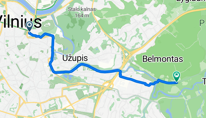 Šventaragio g., Vilnius to Belmonto g., Vilnius