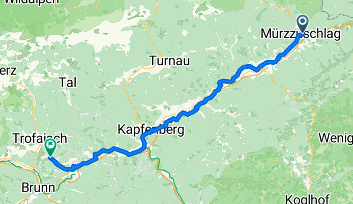 Waldgasse, Mürzzuschlag nach Hammergasse, St. Peter-Freienstein