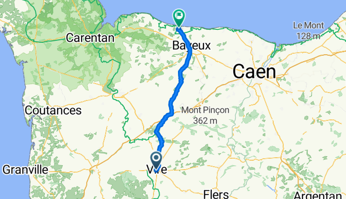 Velostour Tag 13: Rue Émile ZImmermann, Vire Normandie nach Chemin du Colombier, Port-en-Bessin-Huppain