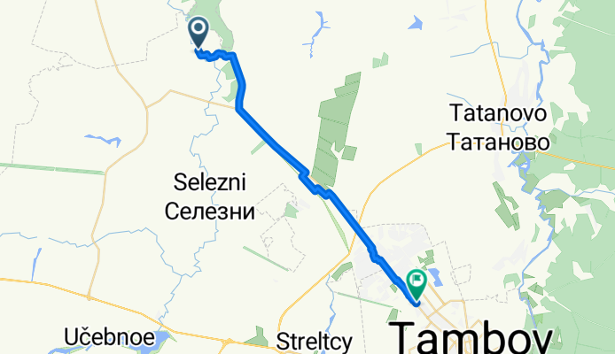 От Советская улица, Козьмодемьяновка до улица Мичуринская 173, Тамбов