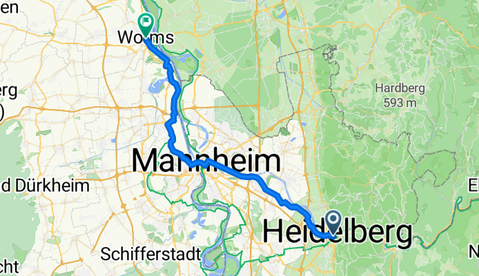 Bergheimer Straße, Heidelberg to Petersstraße, Worms