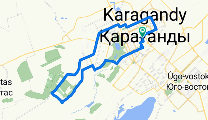 От улица Алиханова 38/2, Караганда до улица Алиханова 38/1, Караганда