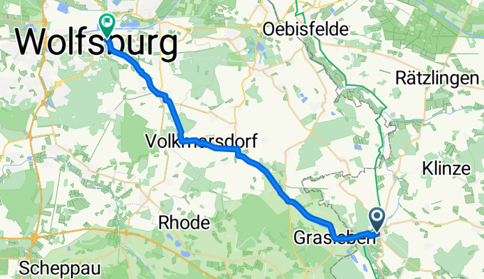 Route nach Wolfsburg