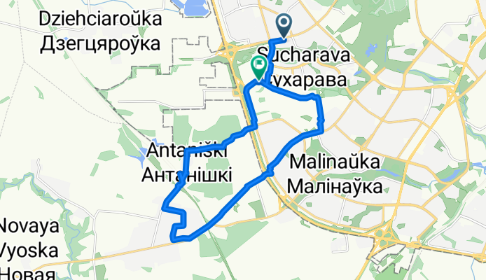 Route from вуліца Шаранговіча