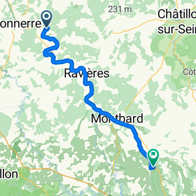 Rue du Port à St-Vinnemer, Tanlay nach Place Pion, Pouillenay