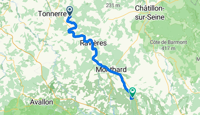 Rue du Port à St-Vinnemer, Tanlay nach Place Pion, Pouillenay