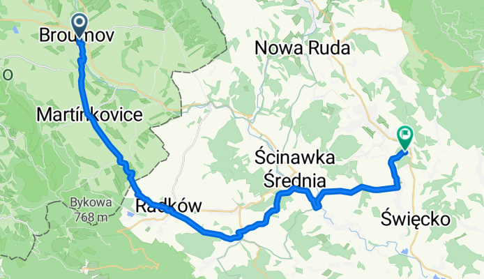 Růžová, Broumov do Sobaniów, Nowa Ruda