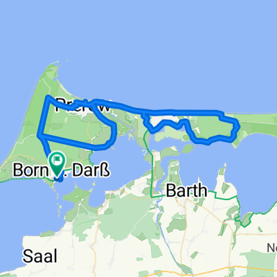 Born - Stern - Wieck - Prerow - Zingst - Dreiländereck - "Waldschlößchen" - Müggenburg - Zingst - Prerow - Stern - Born