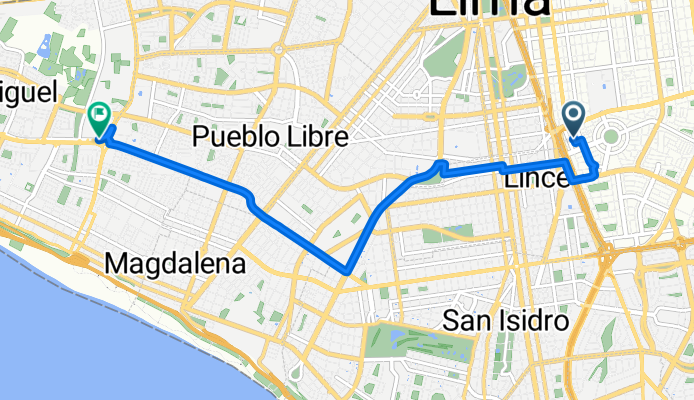 De Avenida Paseo de la República a Avenida de la Marina