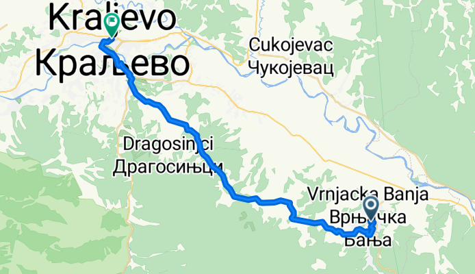 Цара Душана, Врњачка Бања to Хероја Маричића, Kraljevo
