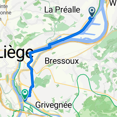 Boulevard Zénobe Gramme, Herstal naar Gr 57-Sentier de l'Ourthe, Luik