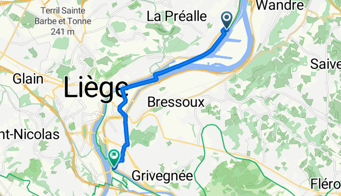Boulevard Zénobe Gramme, Herstal naar Gr 57-Sentier de l'Ourthe, Luik