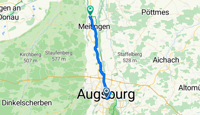 48.362, 10.900 nach 48.574, 10.837