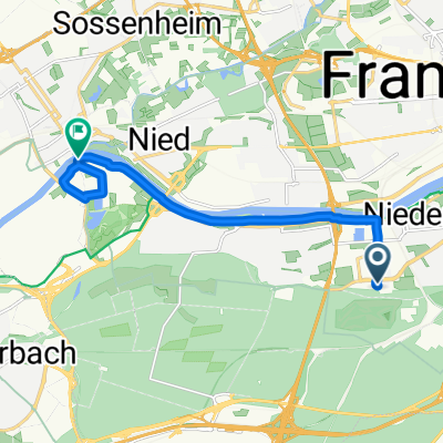 Lyoner Straße, Frankfurt am Main nach Höchster Weg, Frankfurt am Main
