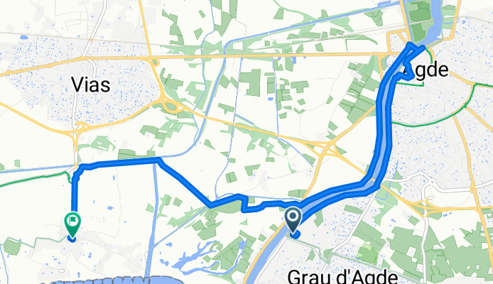 Route du Grau, Agde naar Avenue de la Mediterranee, Vias