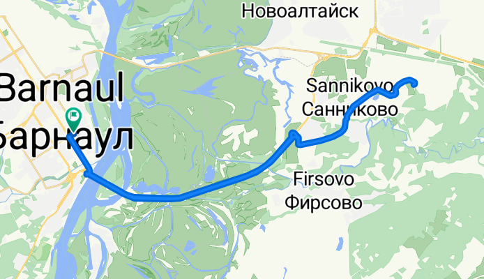 Партизанская улица, Барнаул до Партизанская улица, Барнаул