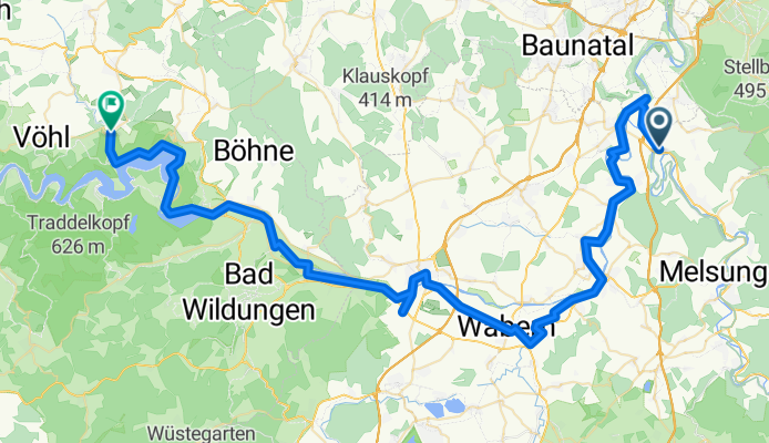 Sellestraße, Guxhagen nach Herkulesweg, Waldeck