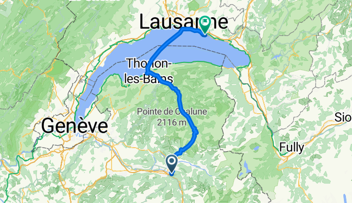 Cluses to Lausanne via Thonon [ferry 20km]