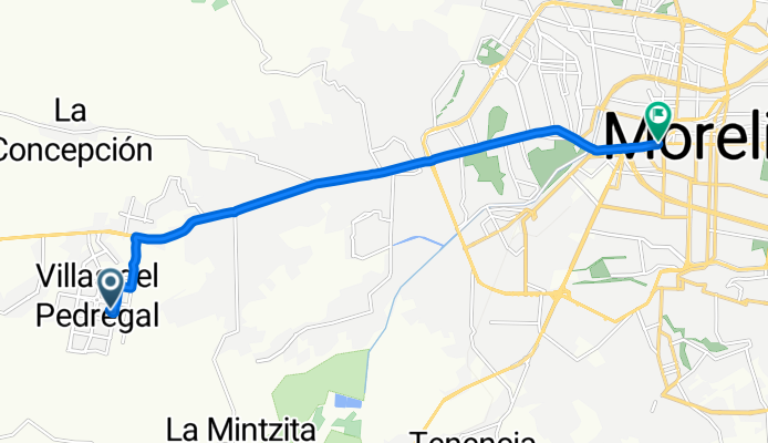 De Circuito P 160, Villas del Pedregal a Carretera Federal 15 1019, Morelia