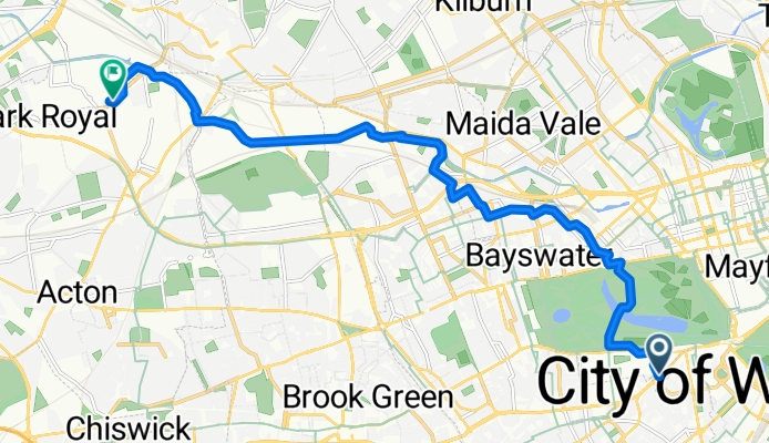 Brompton Road, London to Acton Lane, London