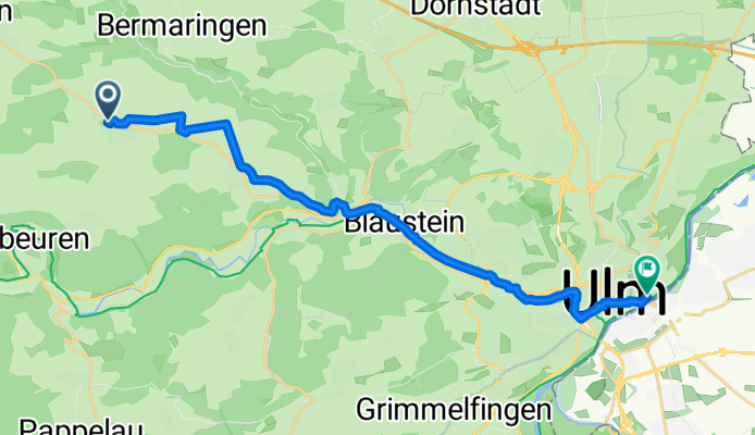 Kolberweg, Blaubeuren nach Basteistraße, Ulm