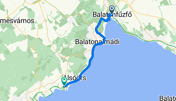 József Attila utca, Balatonfűzfő to Szerdahelyi utca, Alsóörs
