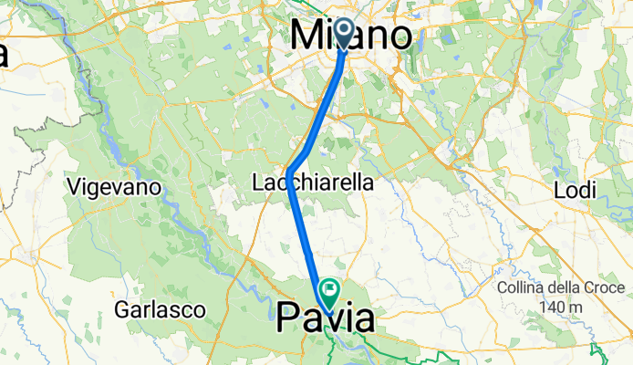 Via Pietro Custodi, Milan to Via Carlo Cattaneo, Pavia