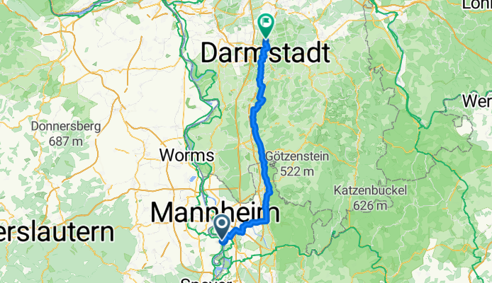 Speyerer Straße, Altrip nach Untere Mühlstraße, Darmstadt