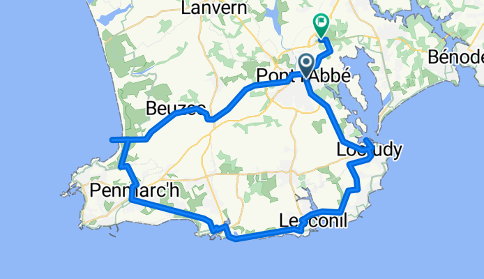 Pont l’Abbé Penmarch et Pare Eckmühl la Torche retour par