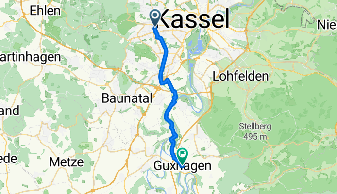 Route nach Guxhagen