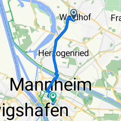 Atzelhofstraße nach Hauptbahnhof Mannheim