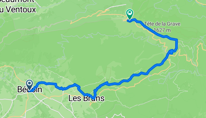 Route nach Beaumont-du-Ventoux