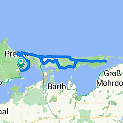 Wieck - Prerow - Zingst - Dreiländereck - Sundische Wiese - Pramort - Müggenburg - Zingst - Prerow, Seebrücke - Wieck