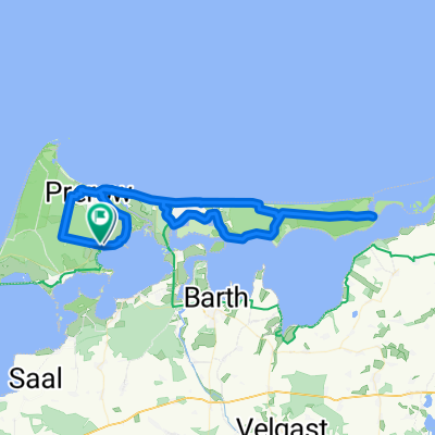 Wieck - Prerow - Zingst - Dreiländereck - Sundische Wiese - Pramort - Müggenburg - Zingst - Prerow, Seebrücke - Peters Kreuz - Wieck