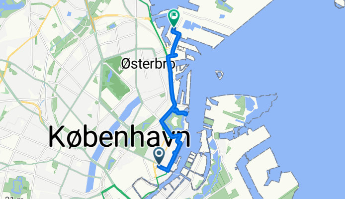 Nyhavn, København K do Sundkrogsgade, Nordhavn