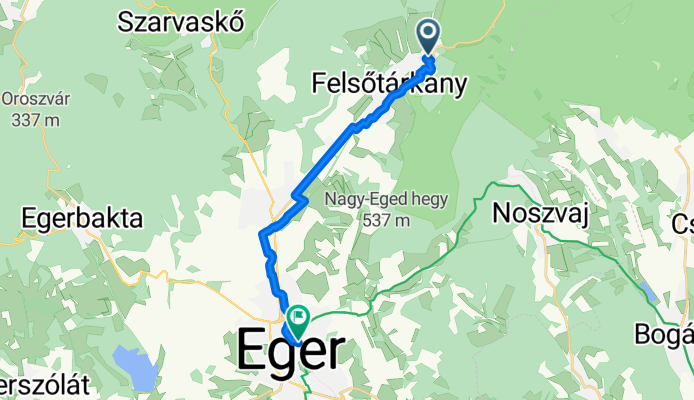 Felsőtárkány út - Eger Dobó István tér