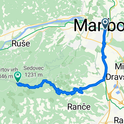 Ulica Kneza Koclja, Maribor до Lobnica, Pohorje